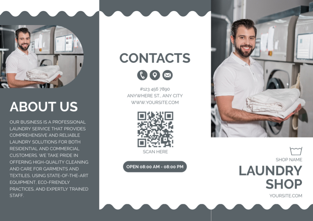 Template di design Laundry Proposal Collage with Young Man Brochure
