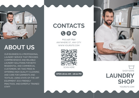 Laundry Proposal Collage with Young Man Brochure Design Template