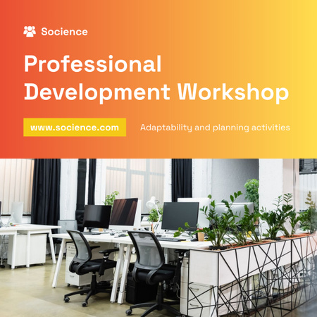 Professional Development Workshop Orange LinkedIn post Design Template