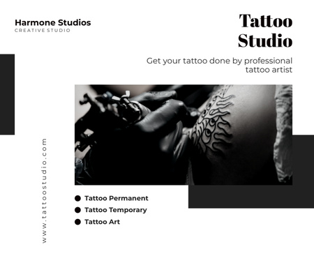 Temporary And Permanent Tattoos With Art Offer In Studio Facebook Design Template