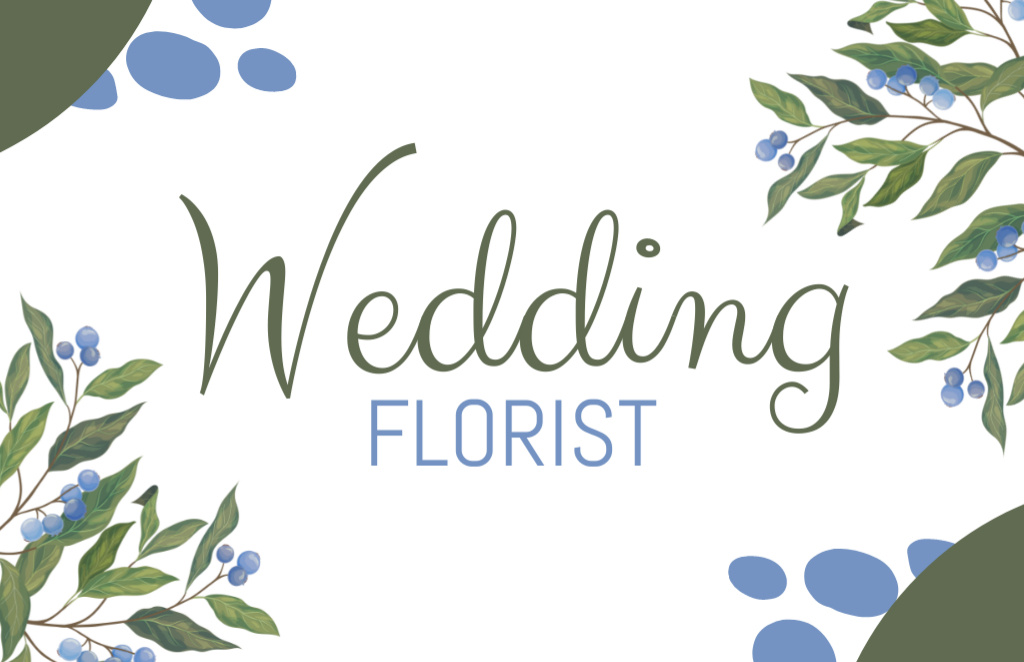 Wedding Florist Service Promotion with Beautiful Plants Business Card 85x55mm Šablona návrhu