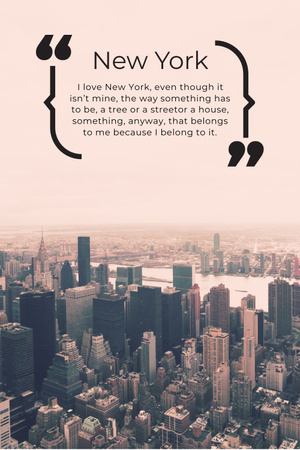 Modèle de visuel New York Inspirational Quote on City View - Pinterest