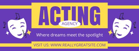 Acting Agency Ad on Violet with Masks Facebook cover Design Template