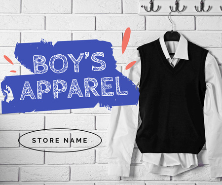 Back to School Sale Announcement For Boy's Apparel Large Rectangle Design Template