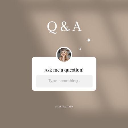 Designvorlage Q&A-Benachrichtigung mit attraktiver Frau für Instagram