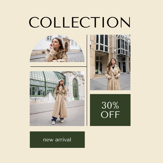 Discount on New Collection of Clothes with Collage of Looks Instagram Tasarım Şablonu