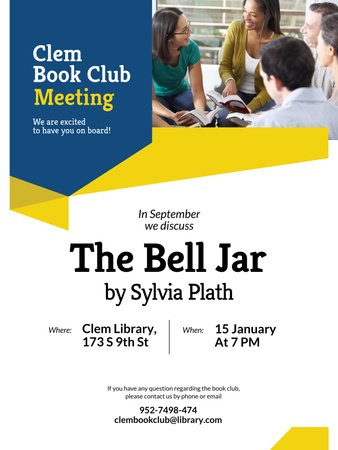 Book club meeting Invitation Poster US Design Template