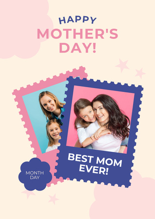 Cute Moms with their Daughters on Mother's Day Poster Design Template