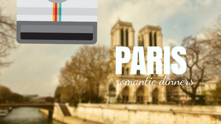 Designvorlage Toureinladung mit Paris Notre-Dame für Full HD video