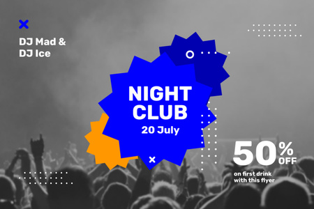 Urban Night Club Promotion With DJs Flyer 4x6in Horizontal Design Template