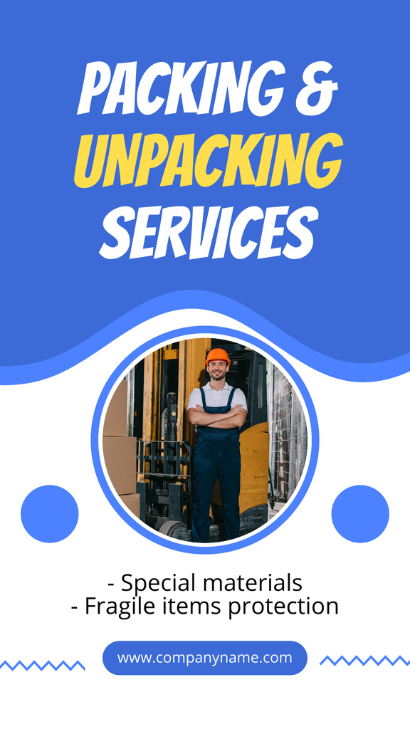 Offer of Packing and Unpacking Services Instagram Story Modelo de Design
