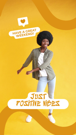 Positive Vibes with Dancing Woman Instagram Video Story Design Template