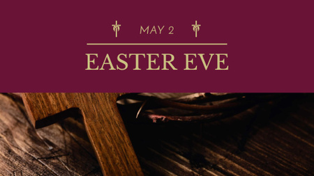 Modèle de visuel Easter Eve Announcement with Wooden Cross - FB event cover