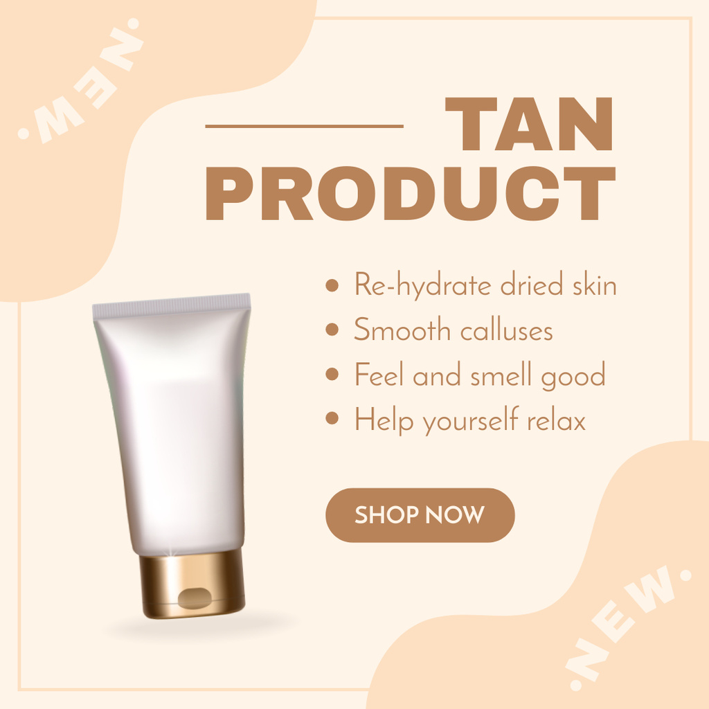 Designvorlage Tan and Skin Re-Hydrating Product für Instagram AD