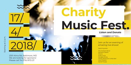 Charity Music Fest Invitation with Crowd at Concert Twitter Design Template