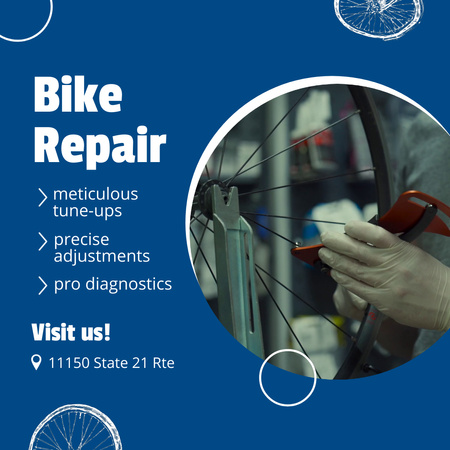 Promoção de conserto responsável de bicicletas com lista de serviços Animated Post Modelo de Design