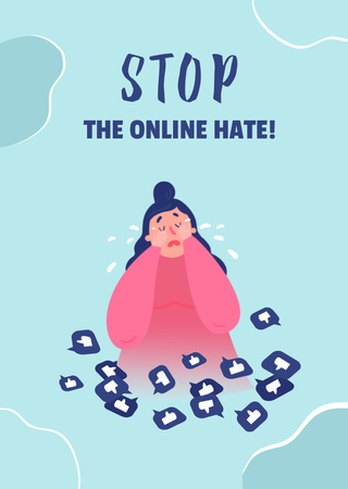 Call to Stop Online Bullying Postcard A6 Vertical Design Template