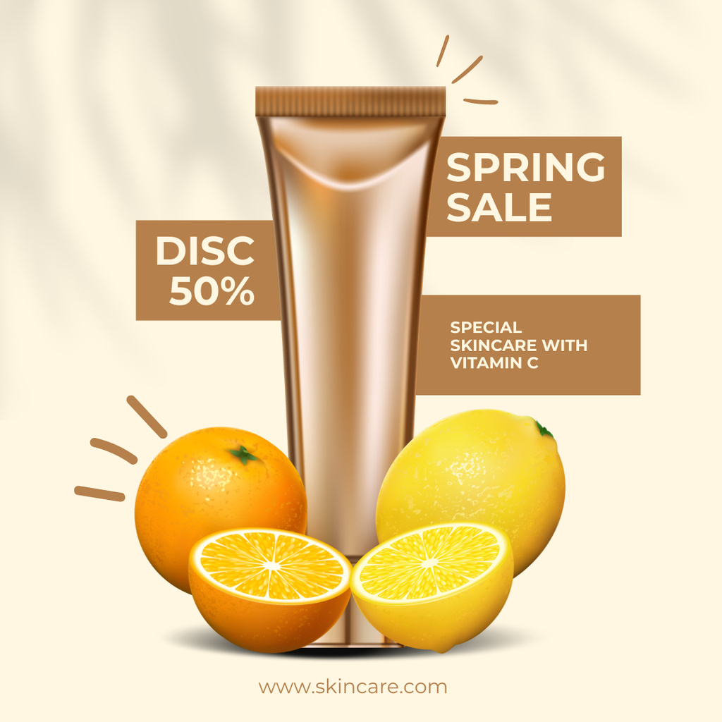 Cosmetics Spring Sale Offer Instagram ADデザインテンプレート