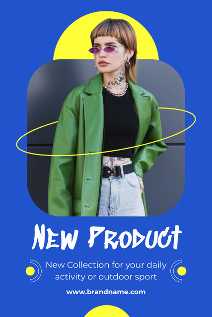 Designvorlage New Fashion Product Release Layout with Photo für Pinterest