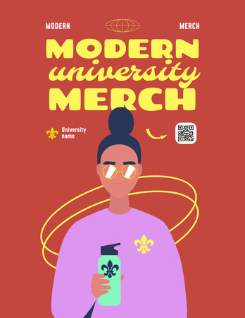 Emblema da universidade moderna na promoção de produtos Poster 8.5x11in Modelo de Design