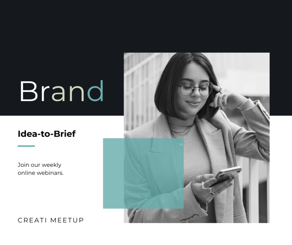 Branding Agency worker with phone Facebook – шаблон для дизайна