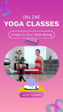 Online Yoga Classes Offer For Improving Wellbeing Instagram Video Story Πρότυπο σχεδίασης