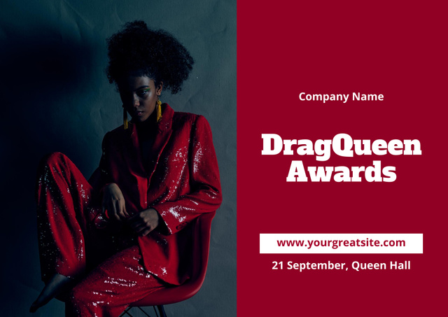 Designvorlage Award Announcement with Woman in Costume In Red für Poster B2 Horizontal