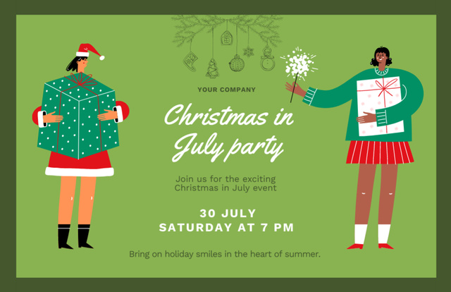 Designvorlage Whimsical Announcement for July Christmas Party für Flyer 5.5x8.5in Horizontal