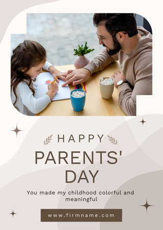 Ontwerpsjabloon van Poster A3 van Happy Parents' Day Ad with Father and Daughter