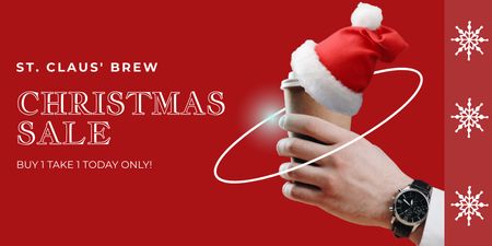 Christmas Sale of Warming Drinks Twitter Design Template