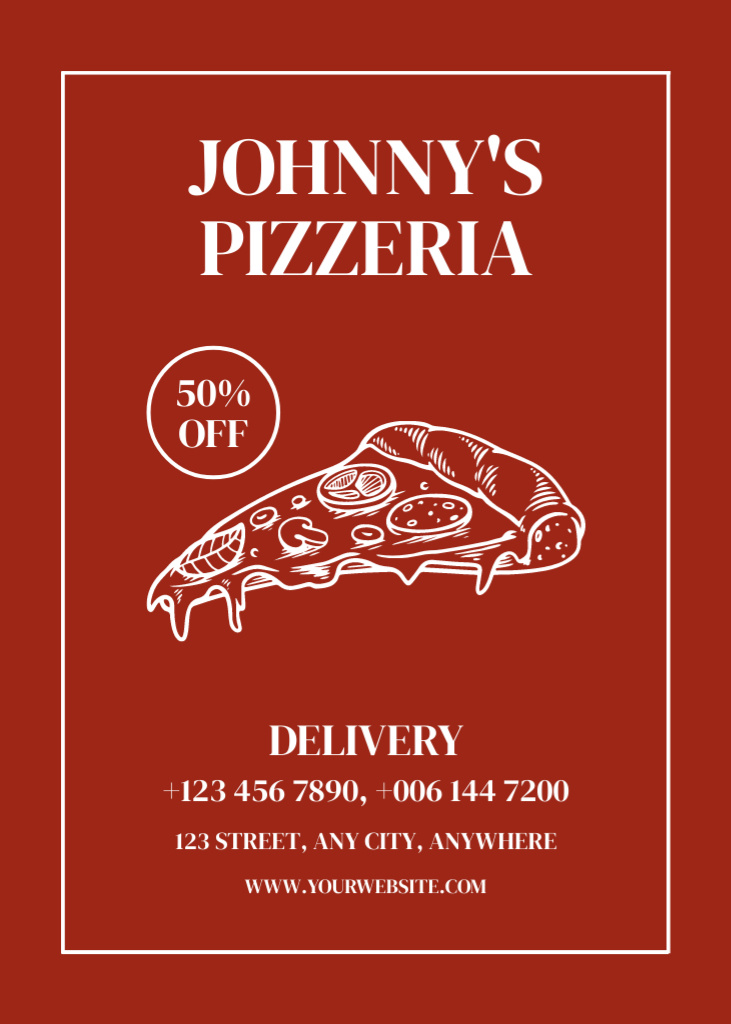 Discount Announcement with Pizza Slice Sketch Flayer – шаблон для дизайну