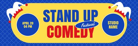 Parlak İllüstrasyonlu Stand-up Komedi Festivali Twitter Tasarım Şablonu