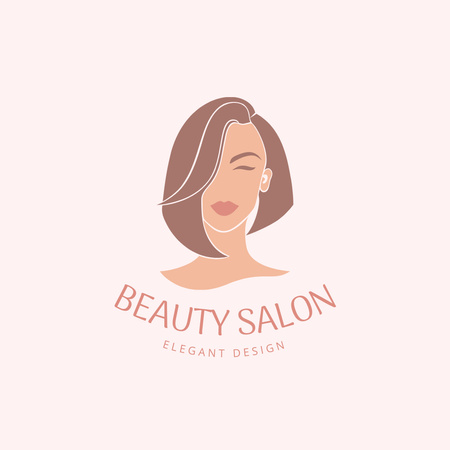 Beauty Salon Advertisement with Woman's Face Logo Design Template