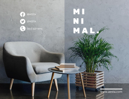 Minimalistic Home Interior Offer Brochure 8.5x11in Bi-fold Tasarım Şablonu