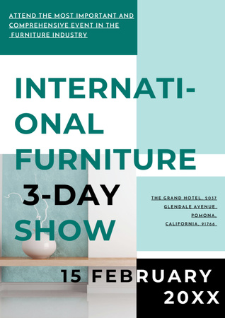 Furniture Show Announcement with Decorative Vase Flyer A4 Design Template