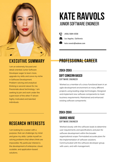 Software Engineer professional profile Resume – шаблон для дизайна