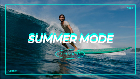 Summer Inspiration with Man on Surfboard Youtube Thumbnail Design Template