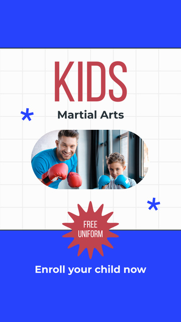 Free Gift Offer From Martial Arts School For Kids Instagram Video Story Tasarım Şablonu