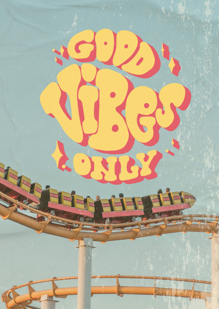 Designvorlage Inspirational Phrase with Roller Coaster Ride für Poster