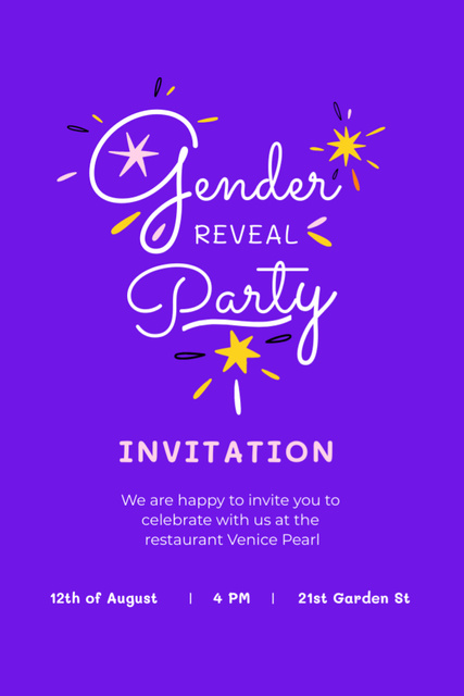 Gender reveal party announcement Invitation 6x9in Design Template