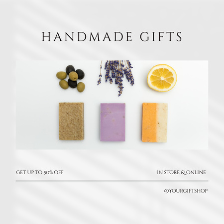 Käsintehdyt luonnonmukaiset saippuat luonnollisilla tuoksuilla Instagram AD Design Template