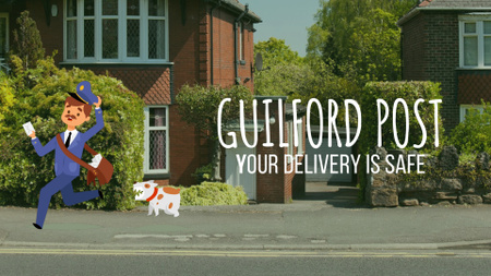 Delivery Service Ad Dog Chasing a Mailman Full HD video Tasarım Şablonu