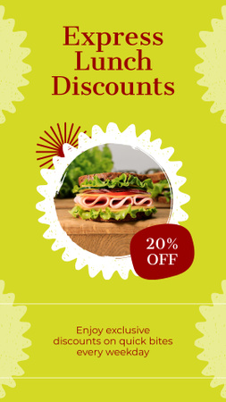 Discounts on Express Lunch with Tasty Sandwich Instagram Story Design Template