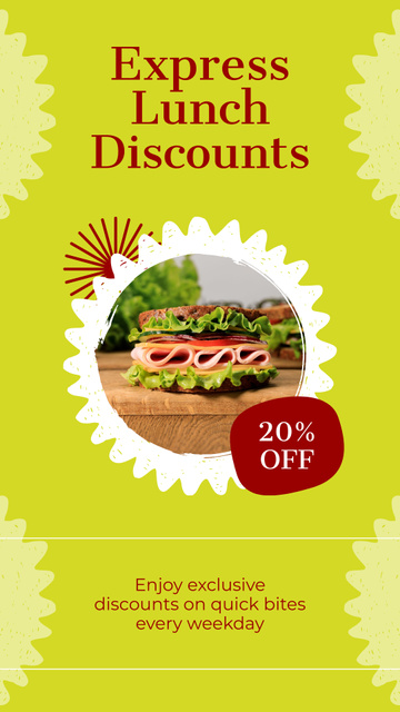 Discounts on Express Lunch with Tasty Sandwich Instagram Story – шаблон для дизайну