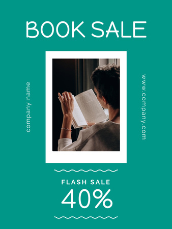 Book Sale Announcement with Offer of Discount Poster US Design Template