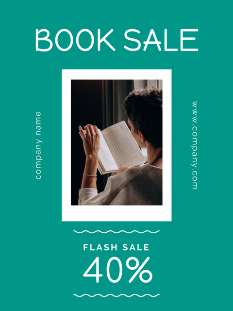 Book Sale Announcement with Offer of Discount Poster USデザインテンプレート