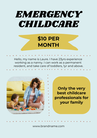 Emergency Childcare Services Poster 28x40in Design Template