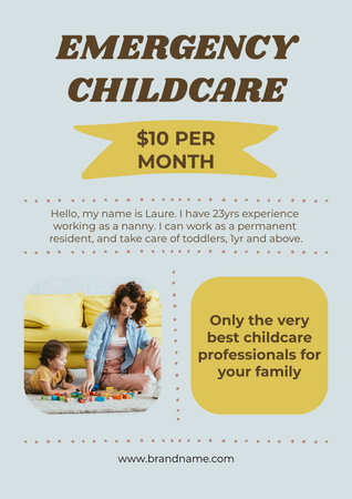 Emergency childcare Poster – шаблон для дизайна