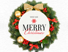 Merry Christmas Greeting with Decorated Wreath