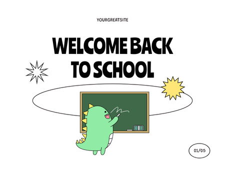 Cute Back to School Announcement With Little Dragon Presentation Design Template